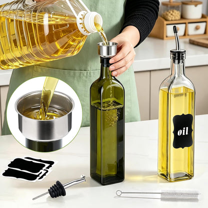 Home Collection Glass Olive Oil and Vinegar Dispenser Bottle Set
