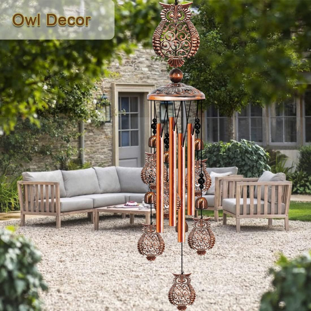 Home Collection Animal-Themed Metal Wind Chimes 4-Tube Garden Decor