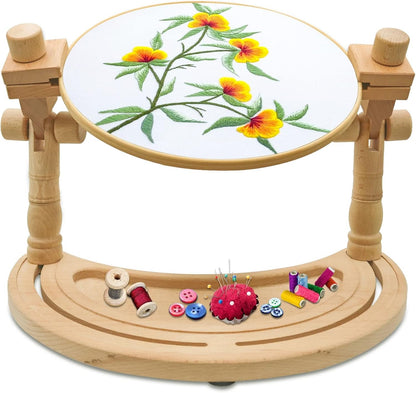 Home Collection Adjustable Wooden Embroidery Hoop Stand