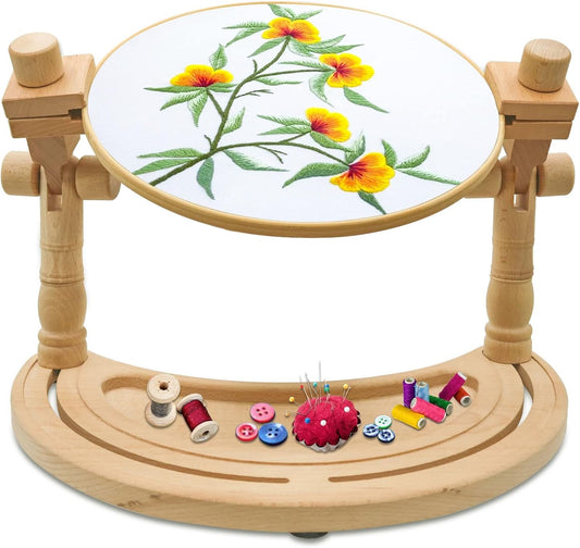 Home Collection Adjustable Wooden Embroidery Hoop Stand