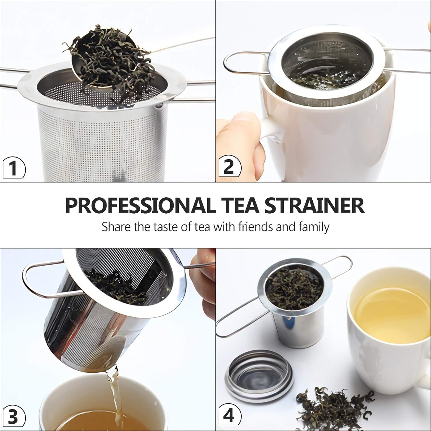 Home Collection Stainless Steel Tea Infuser with Lid and Folding Handle