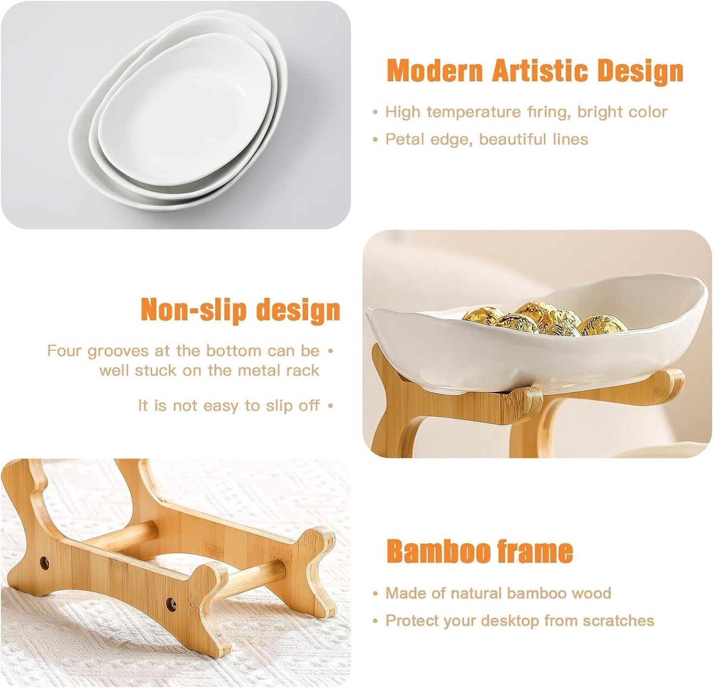 Home Collection 3-Tier Ceramic Fruit Bowl Stand