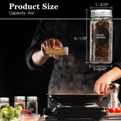 Home Collection 4oz Glass Spice Jars Set with Labels