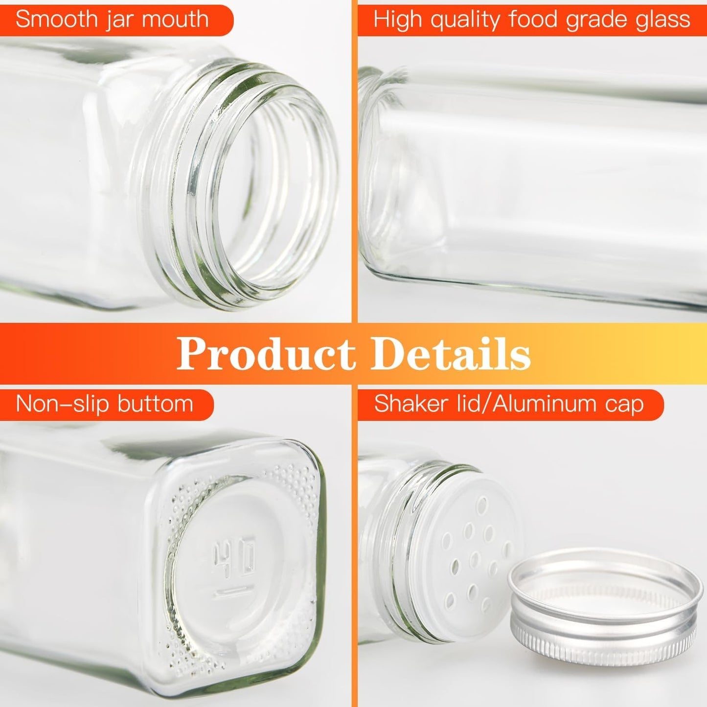 Home Collection 4oz Glass Spice Jars Set with Labels