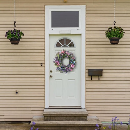 Home Collection Lavender Spring Summer Wreath for Front Door with Berries and Butterflies
