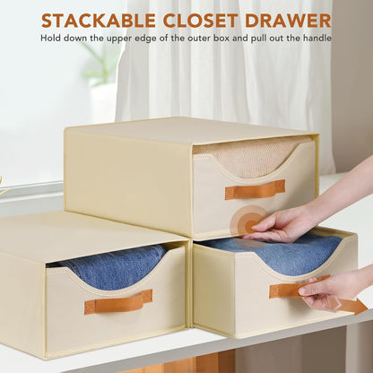 Home Collection Stackable Closet Storage Drawers with Clear Window 16.5 Inch