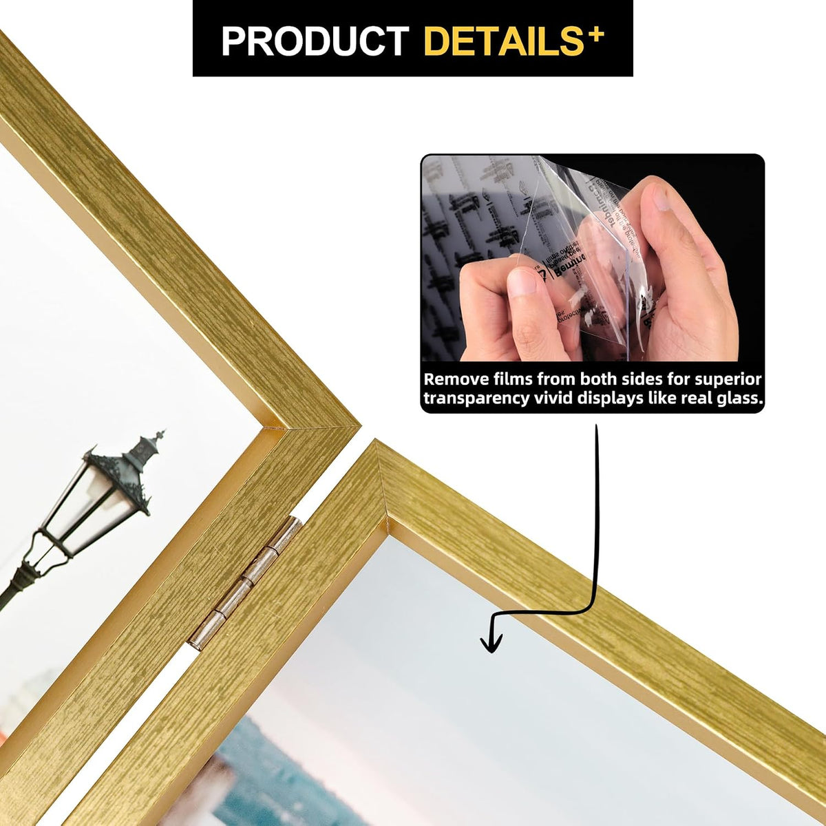 Home Collection Double Wooden Hinged Picture Frame 4x6 Inch Vertical Tabletop Display