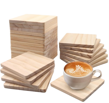Home Collection 24-Pc Unfinished Square Wood Coasters