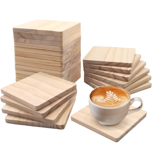 Home Collection 24-Pc Unfinished Square Wood Coasters