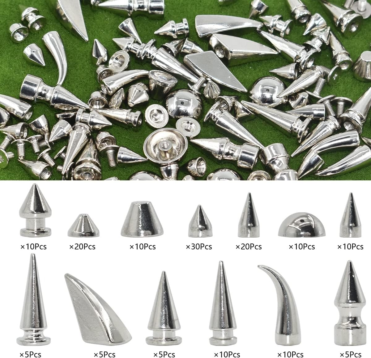 Home Collection 150 Set Silver Punk Spike Rivets Kit