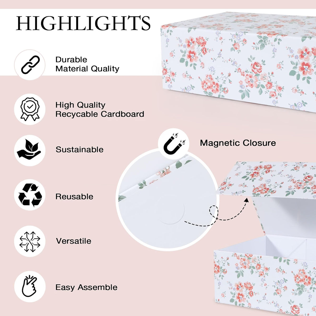 Home Collection Large Magnetic Lid Gift Box 13.8 x 8.3 x 4.4 inch Rectangle Keepsake Box