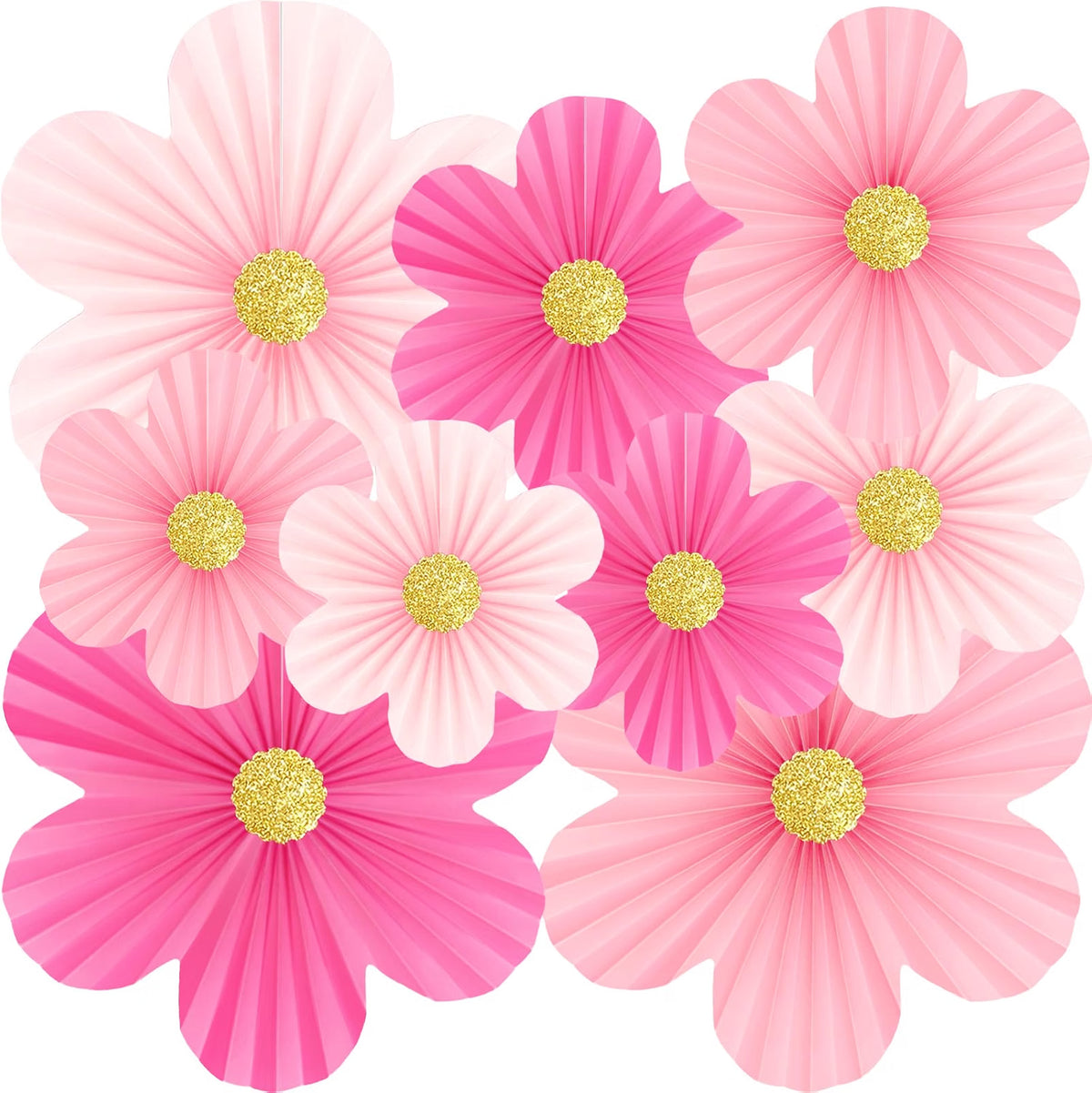 Home Collection Pastel Paper Flower Party Decorations with Gold Glitter Centers