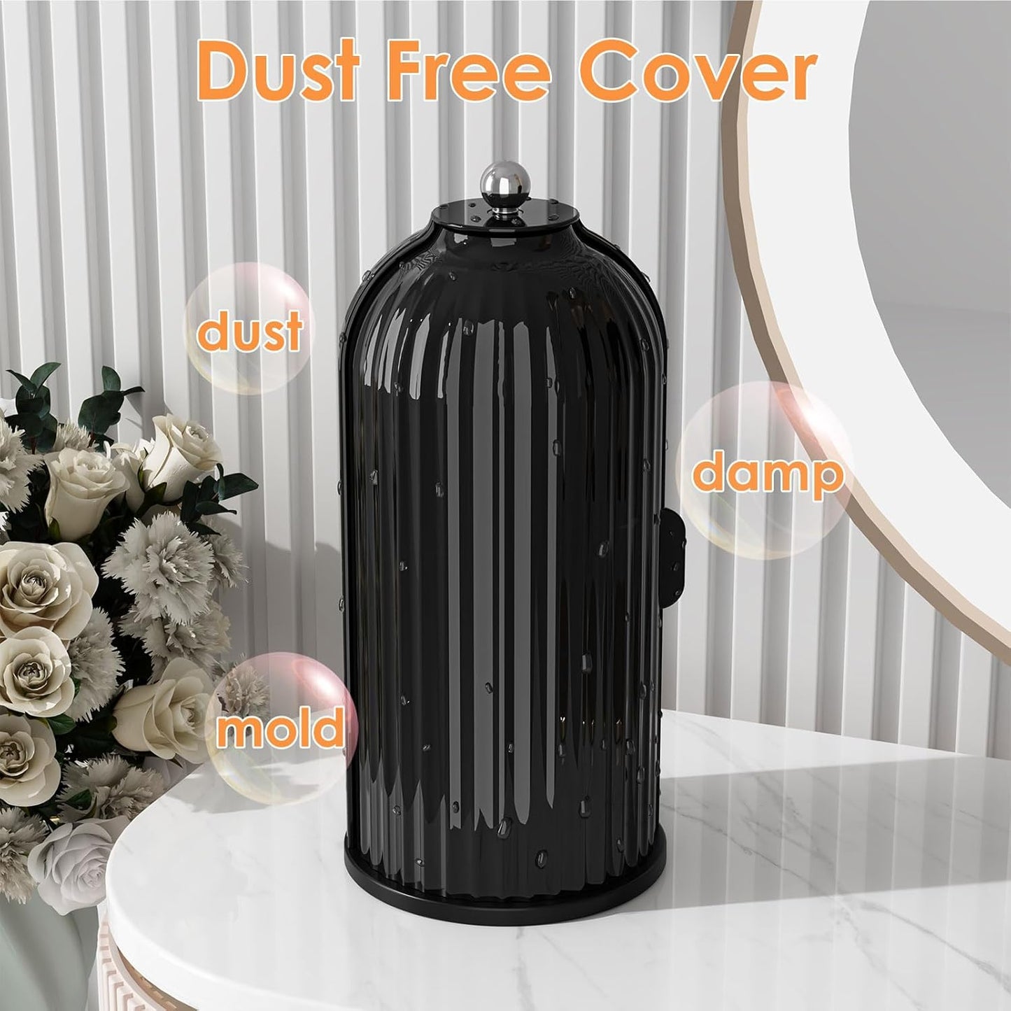 Home Collection Rotating Makeup Brush Holder with Lid Black
