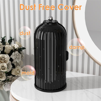 Home Collection Rotating Makeup Brush Holder with Lid Black