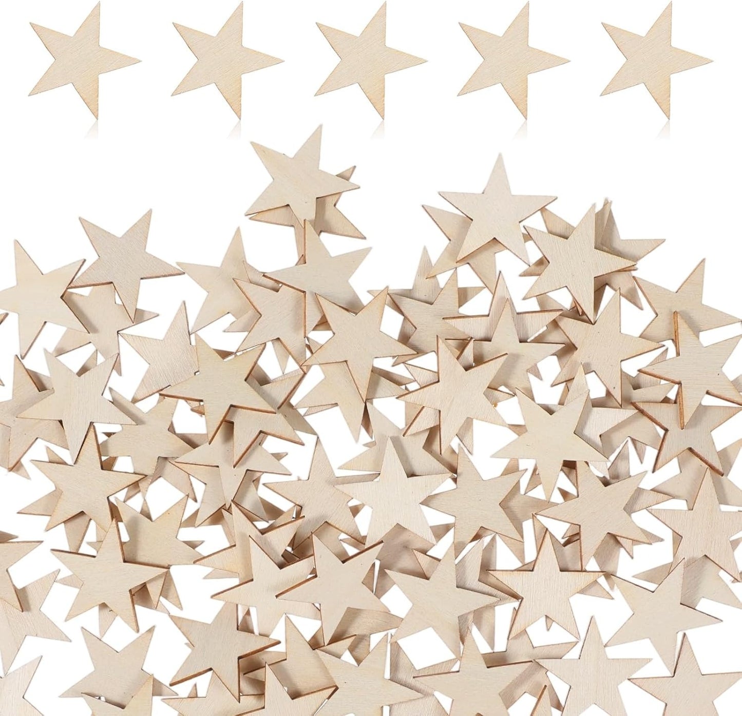 Home Collection 100Pcs Unfinished Wooden Stars for Crafts