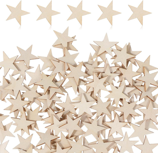 Home Collection 100Pcs Unfinished Wooden Stars for Crafts