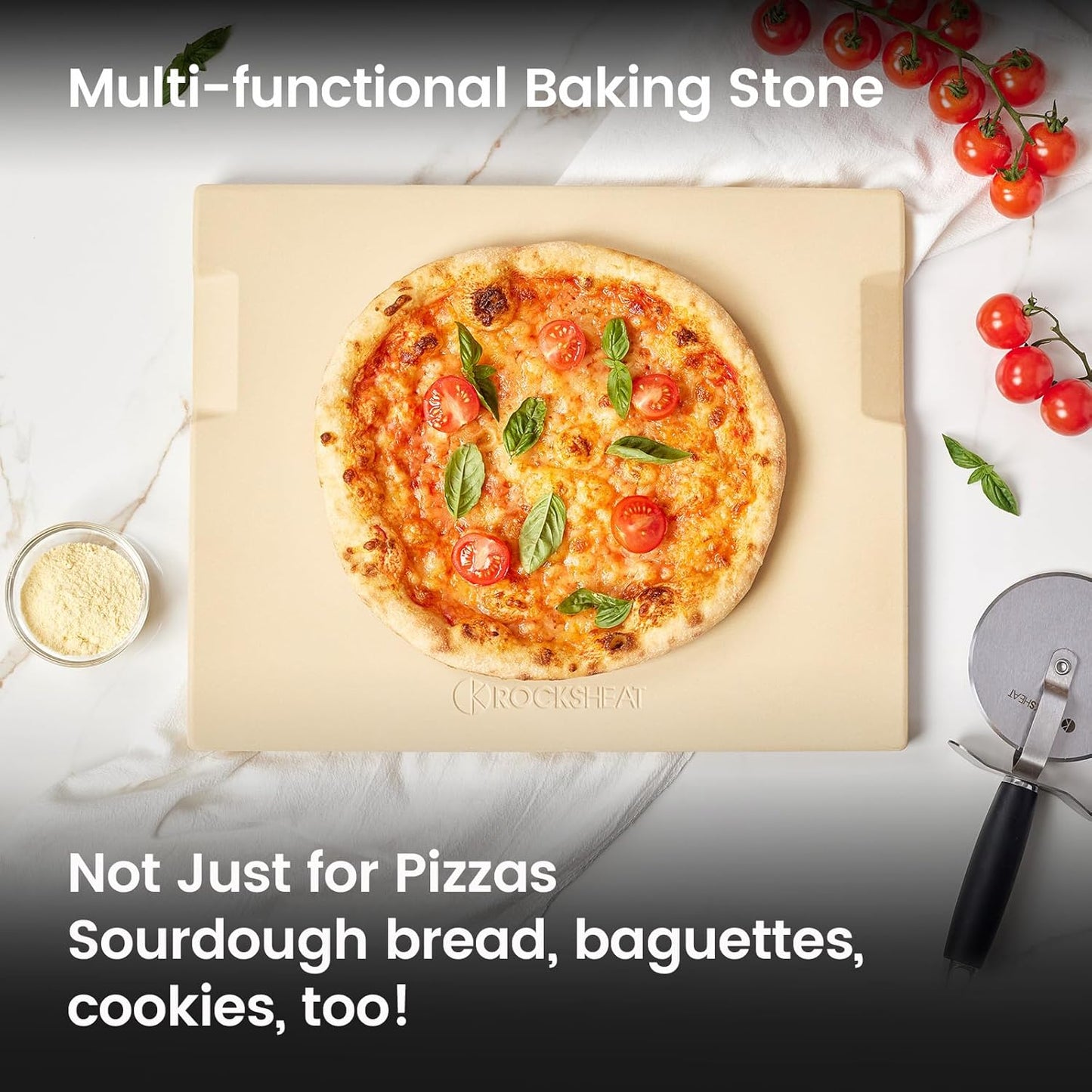 Home Collection 15x12 Inch Cordierite Pizza Stone with Handles