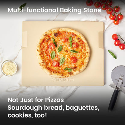 Home Collection 15x12 Inch Cordierite Pizza Stone with Handles