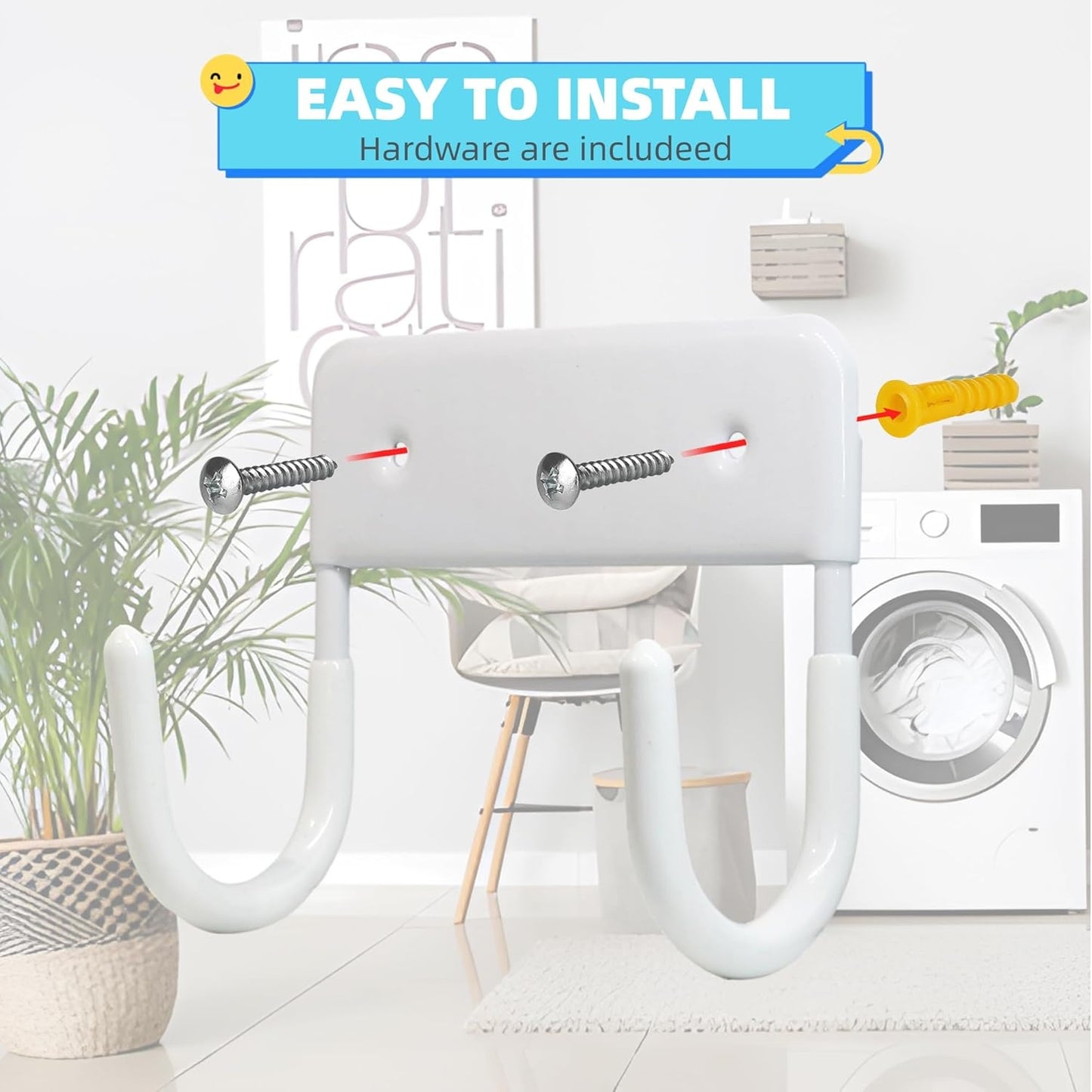 Home Collection Ironing Board Hanger Wall Mount with 5-Inch Hooks