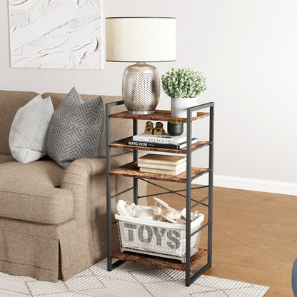 Small 4-Tier Adjustable Bookshelf Metal Bookcase