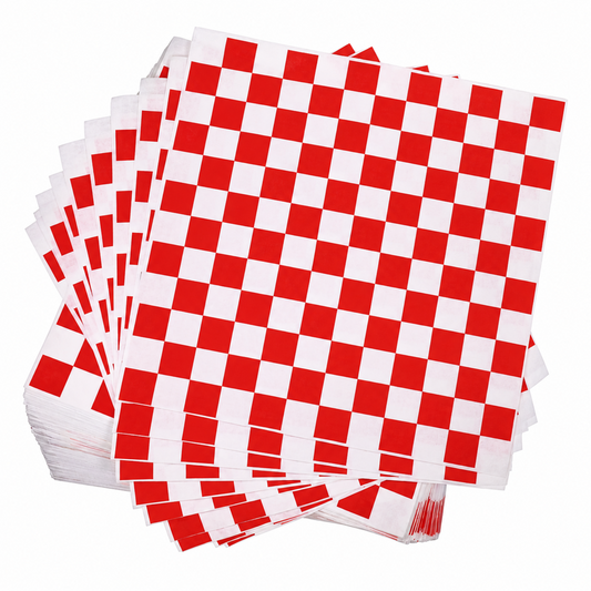 Home Collection Checkered Wrap Paper Sheets Basket Liner Red and White