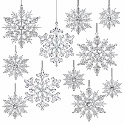 Home Collection Pack of 36 Christmas Snowflake Ornaments Plastic Hanging Winter Holiday Decorations