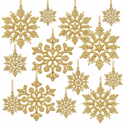 Home Collection Pack of 36 Christmas Snowflake Ornaments Plastic Hanging Winter Holiday Decorations
