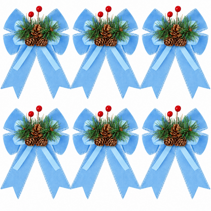Home Collection Pack of 6 Velvet Christmas Ribbon Bows Holiday Tree Wreath and Garland Decorations