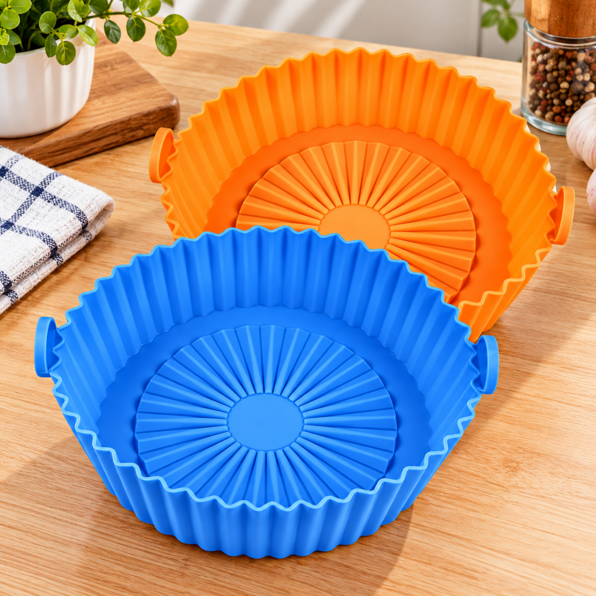 Home Collection Pack of 2 Reusable Silicone Air Fryer Liners for 2QT Air Fryers