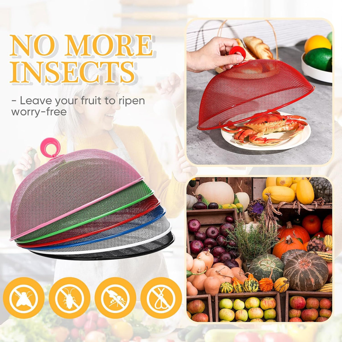 Home Collection Pack of 6 Metal Mesh Food Cover Domes for Outdoor Dining