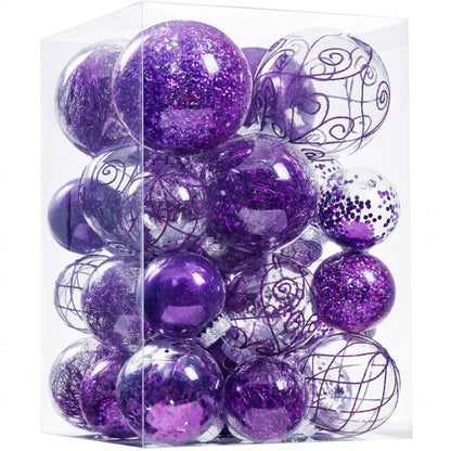 Home Collection Clear Shatterproof Christmas Ball Ornaments Large Plastic Hanging Baubles with Decorative Fillings