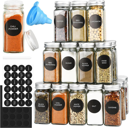 Home Collection 4oz Glass Spice Jars Set with Labels