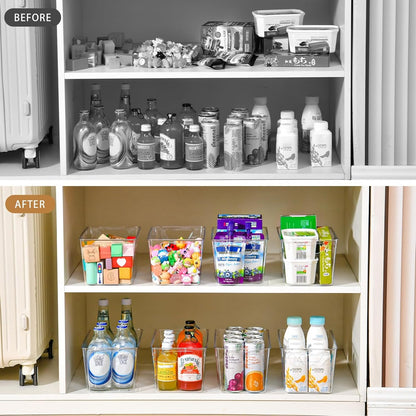 Home Collection 12 Pack Clear Acrylic Storage Bins with Handles