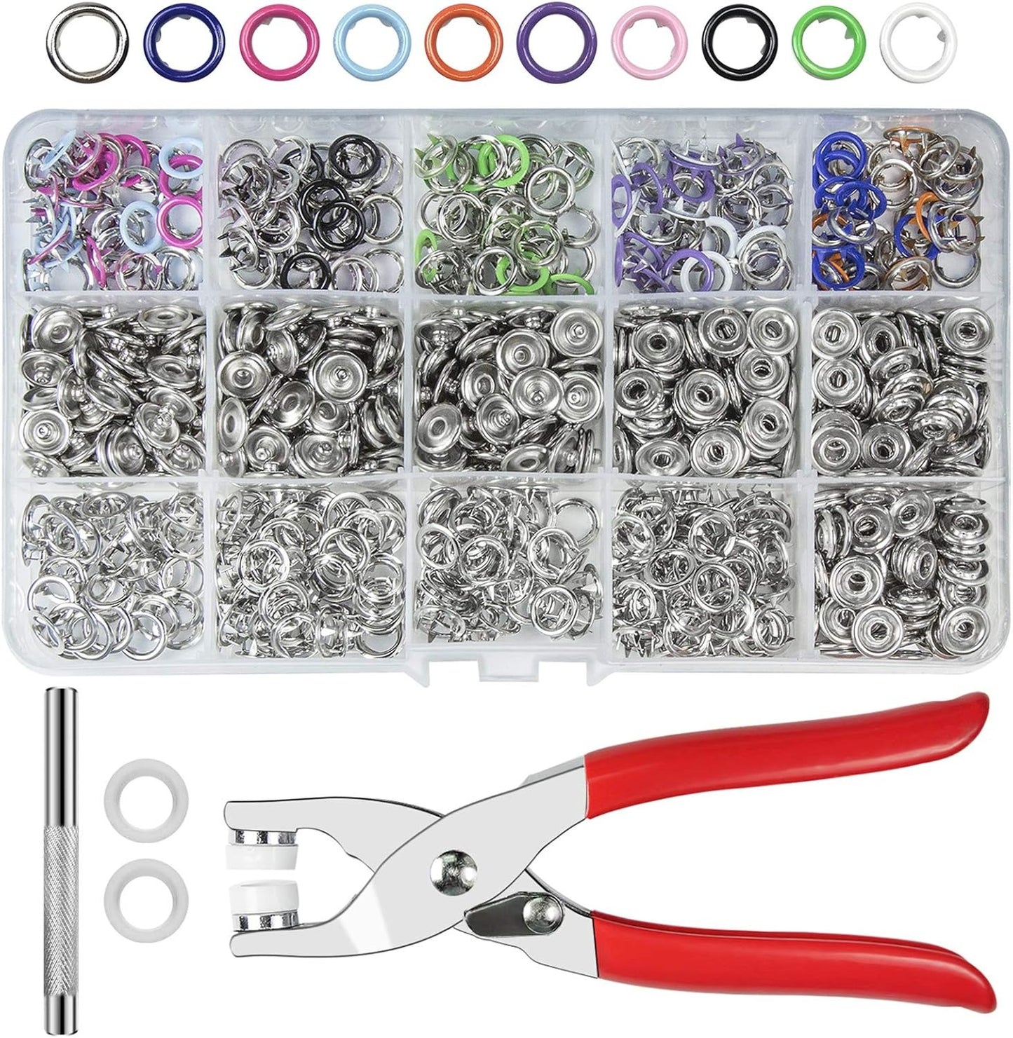 Home Collection Metal Snap Buttons Kit 200 Sets 9.5mm Hollow