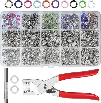 Home Collection Metal Snap Buttons Kit 200 Sets 9.5mm Hollow