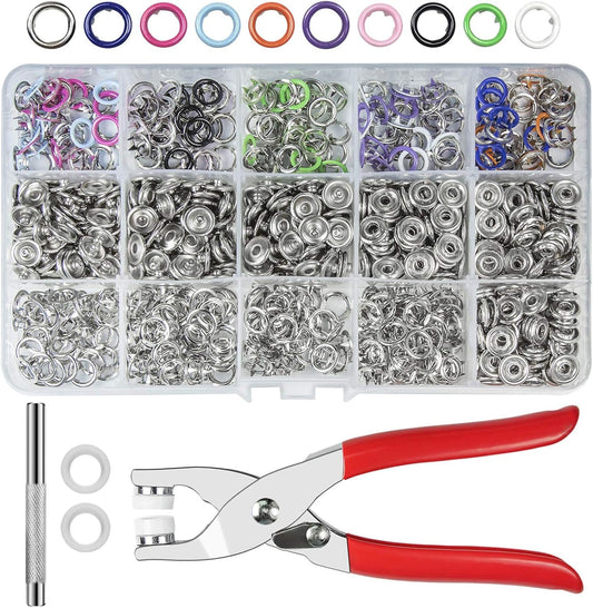 Home Collection Metal Snap Buttons Kit 200 Sets 9.5mm Hollow