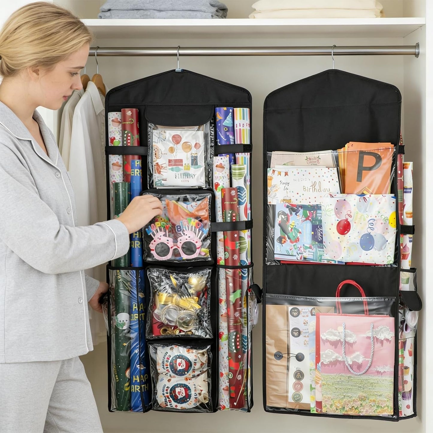 Home Collection Double-Sided Christmas Wrapping Paper Organizer Storage