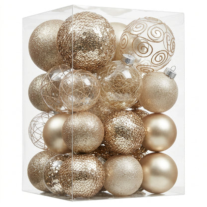 Home Collection Clear Shatterproof Christmas Ball Ornaments Large Plastic Hanging Baubles with Decorative Fillings