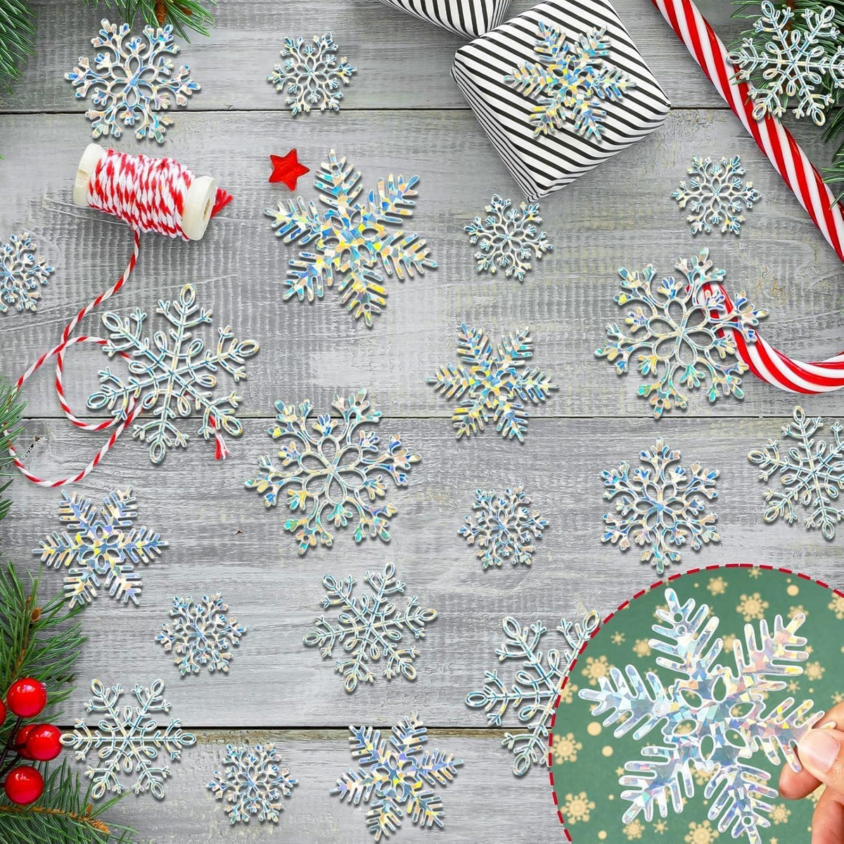 Home Collection Pack of 36 Christmas Snowflake Ornaments Plastic Hanging Winter Holiday Decorations