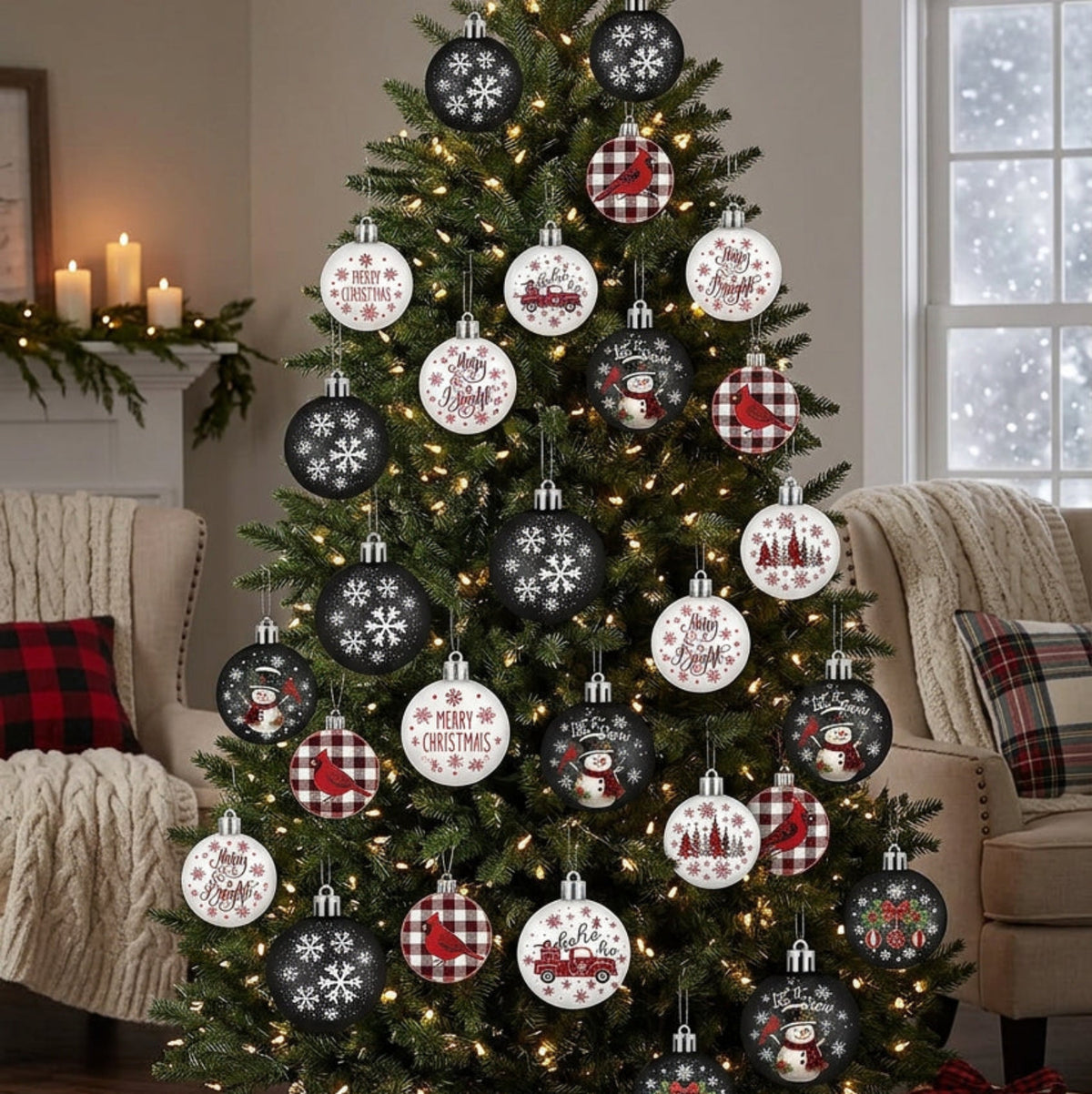 Home Collection Pack of 40 Mini Christmas Ball Ornaments 1.2 Inch Hanging Xmas Tree Decorations