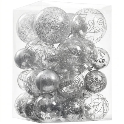 Home Collection Clear Shatterproof Christmas Ball Ornaments Large Plastic Hanging Baubles with Decorative Fillings
