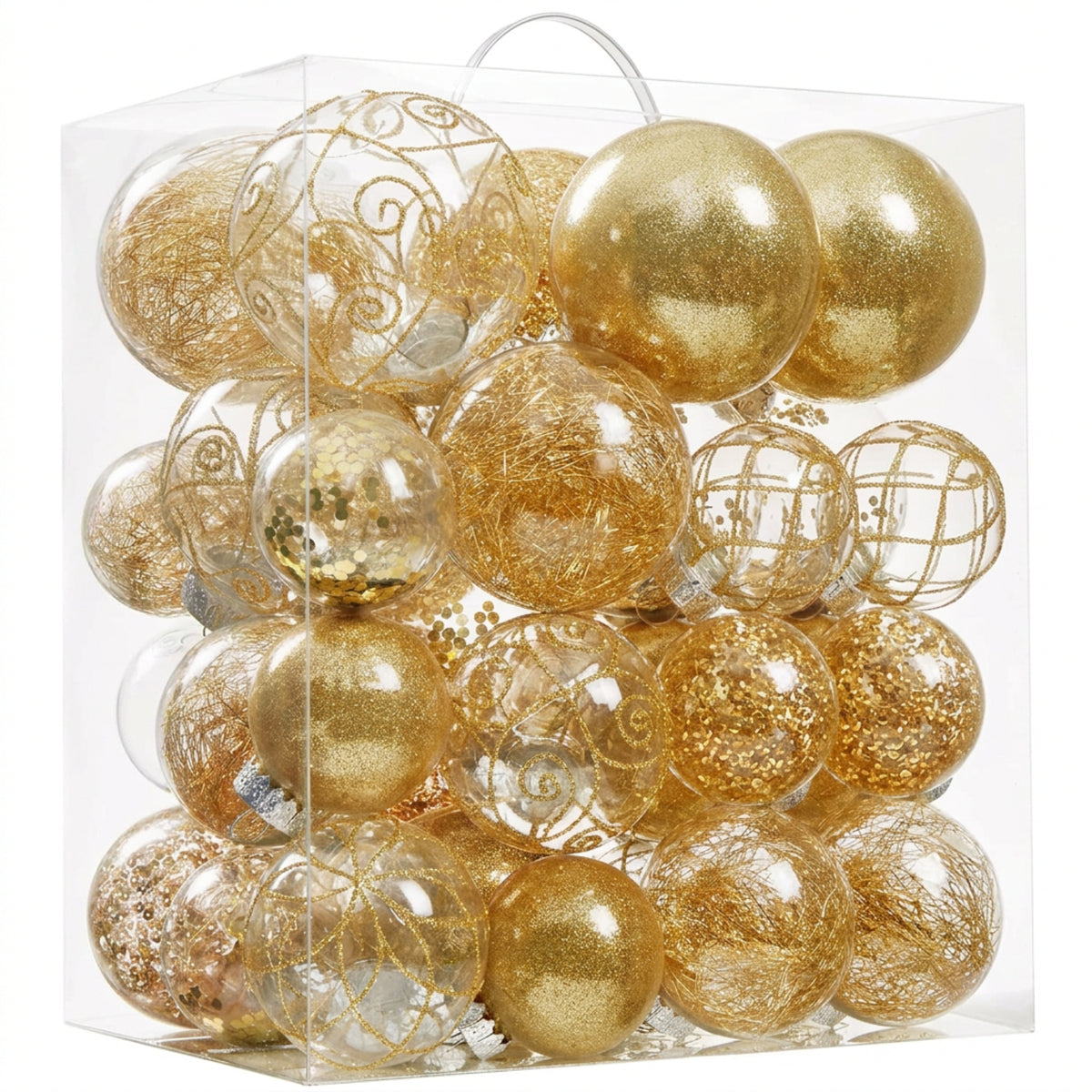 Home Collection Clear Shatterproof Christmas Ball Ornaments Large Plastic Hanging Baubles with Decorative Fillings