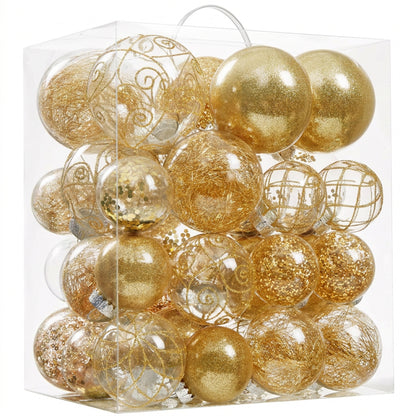 Home Collection Clear Shatterproof Christmas Ball Ornaments Large Plastic Hanging Baubles with Decorative Fillings