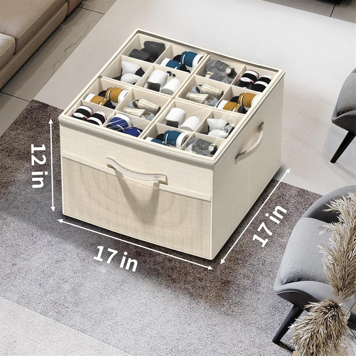 Home Collection Pack of 2 Foldable Shoe Organizer for Closet