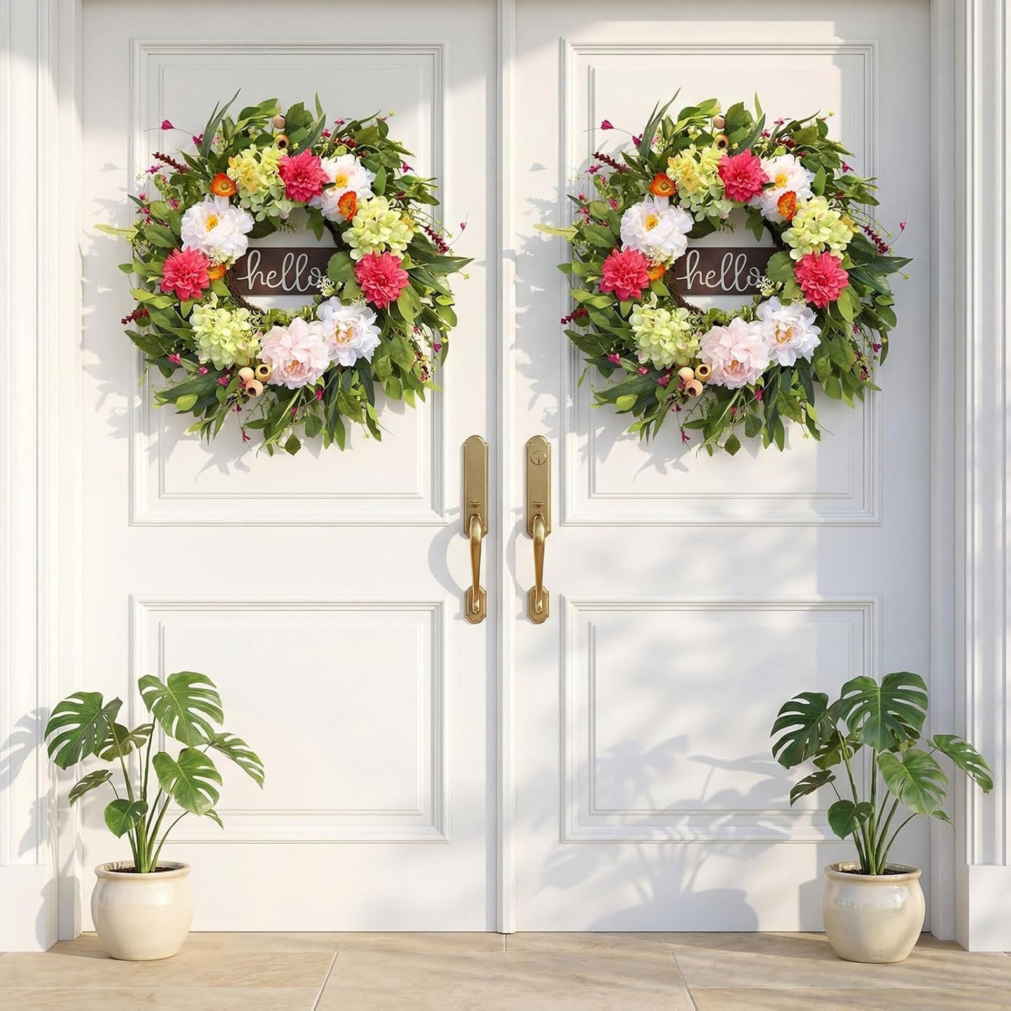 Home Collection Summer Wreath with Hello Sign 24Inch