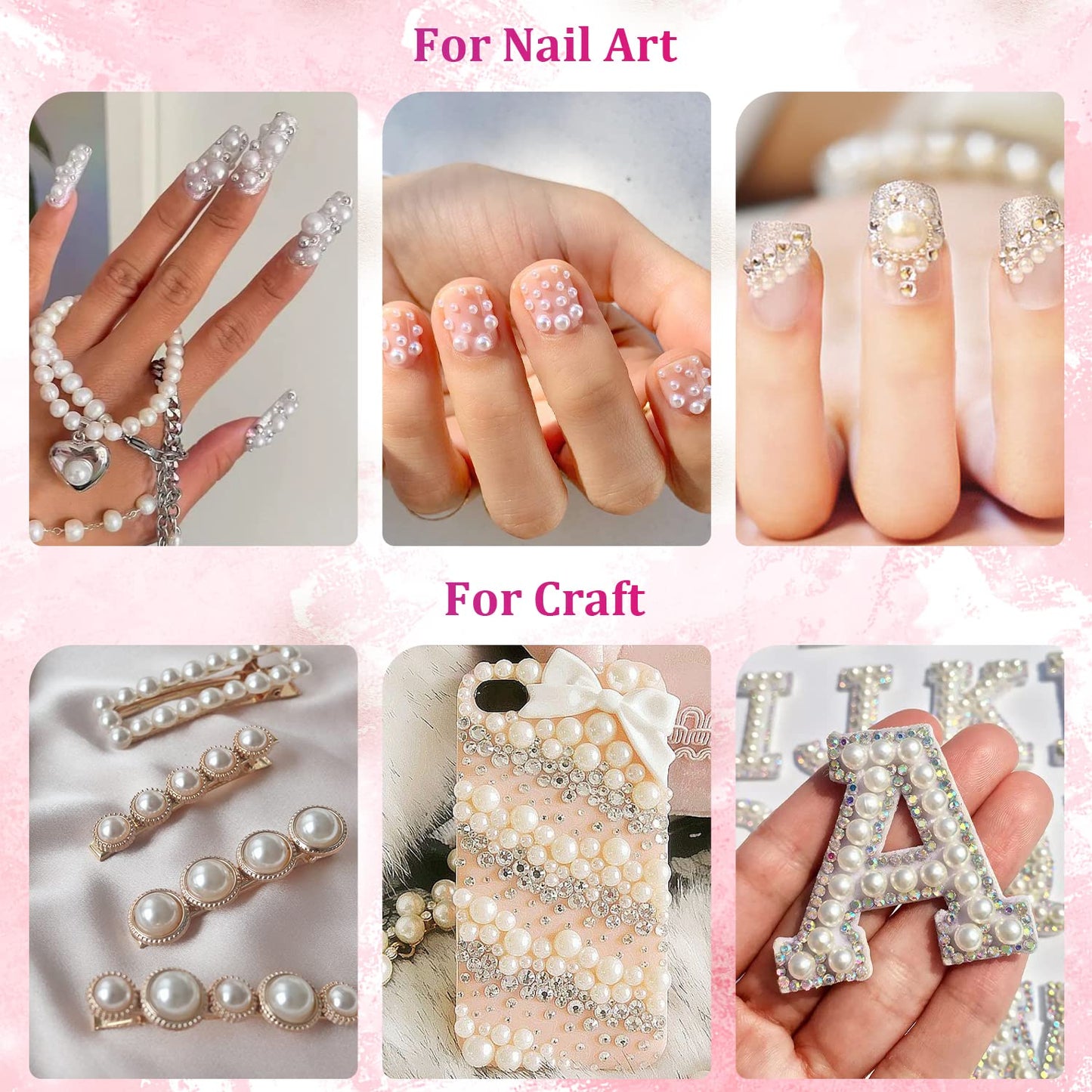 Home Collection 2700 Pcs Flat Back Pearl Nail Gems