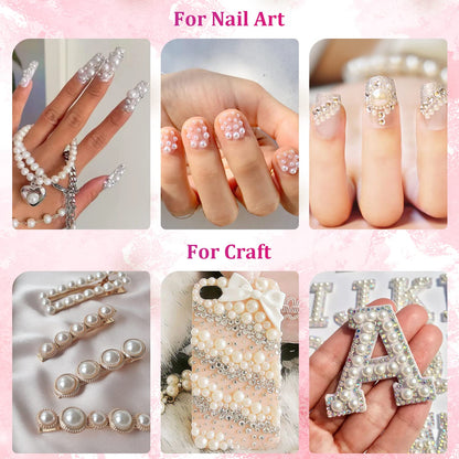 Home Collection 2700 Pcs Flat Back Pearl Nail Gems