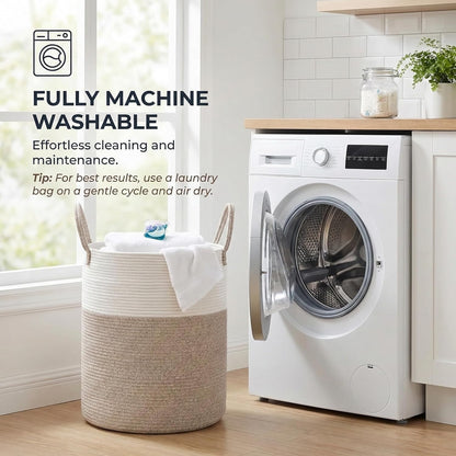 Home Collection Large Woven Laundry Basket Hamper 60L