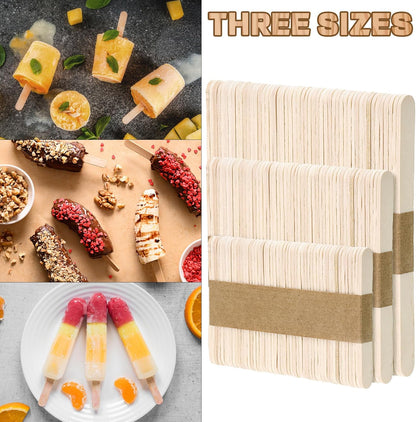 Home Collection 300Pcs Natural Wood Craft Sticks 3 Sizes