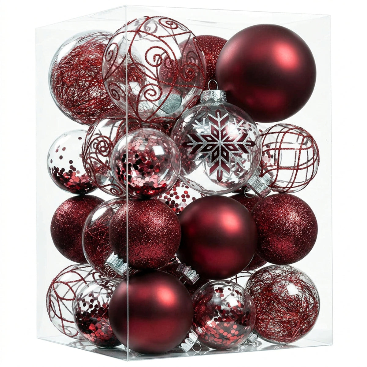 Home Collection Clear Shatterproof Christmas Ball Ornaments Large Plastic Hanging Baubles with Decorative Fillings